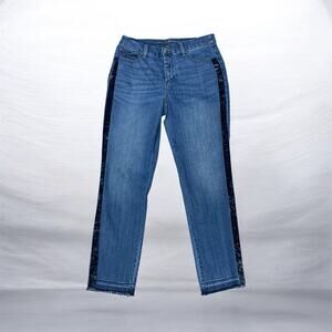 Chico's Velvet Side-Seam So Slimming Girlfriend Slim Leg Ankle Jeans Women's 6R